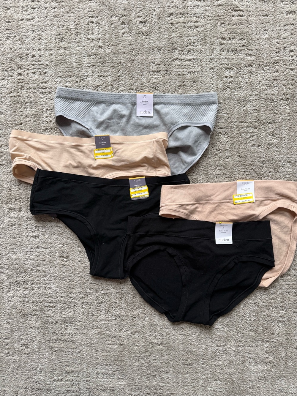 5-Pack Auden Underwear Size Medium Mixed Lot Bikini & Hipster